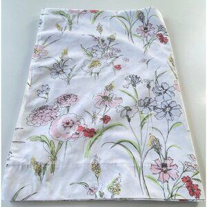 Vintage 1970s top sheet, pastel floral flat bedsheet, pink flowers, twin size